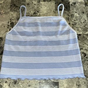 white and blue stripped cropped tank